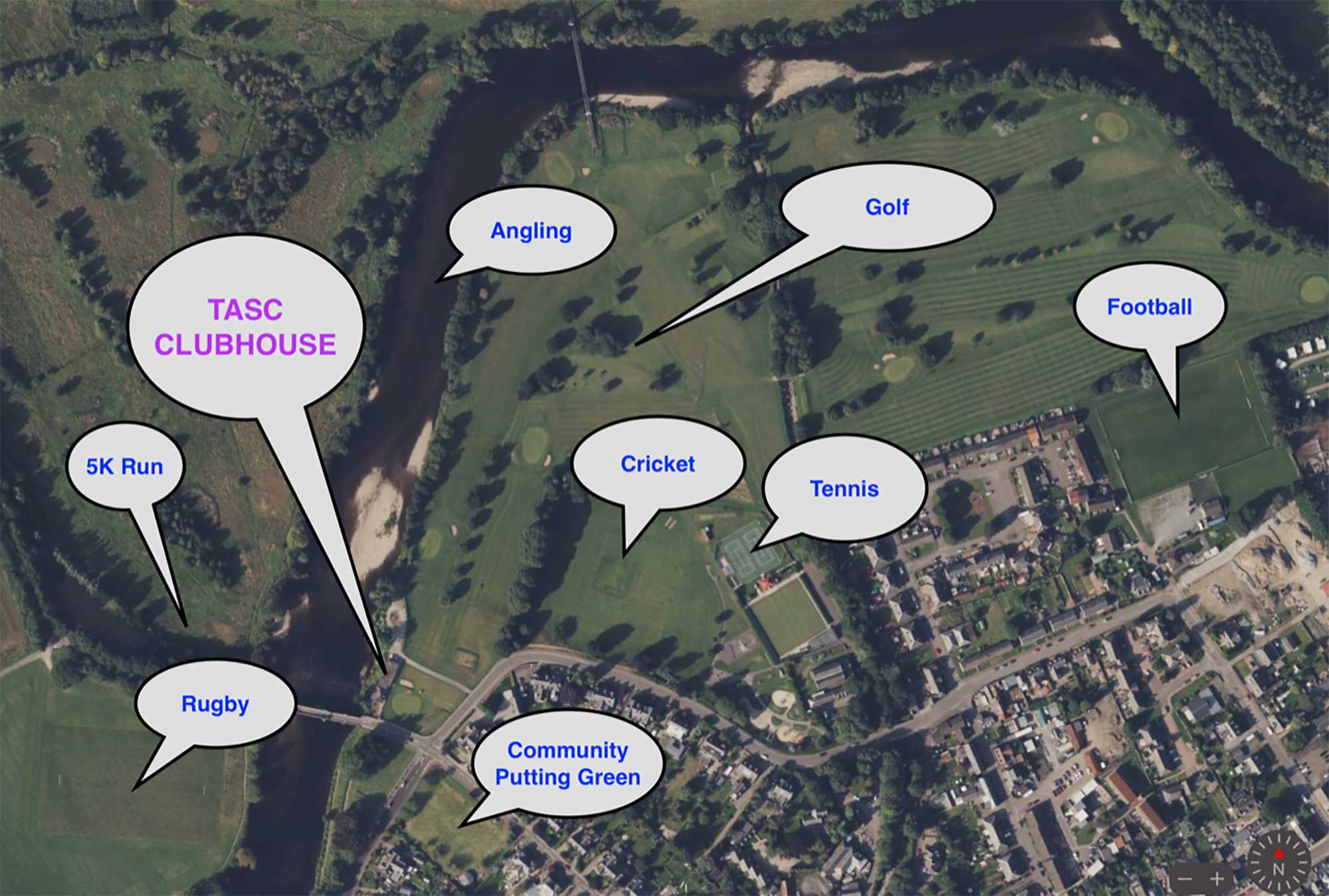Aerial shot of local sports clubs